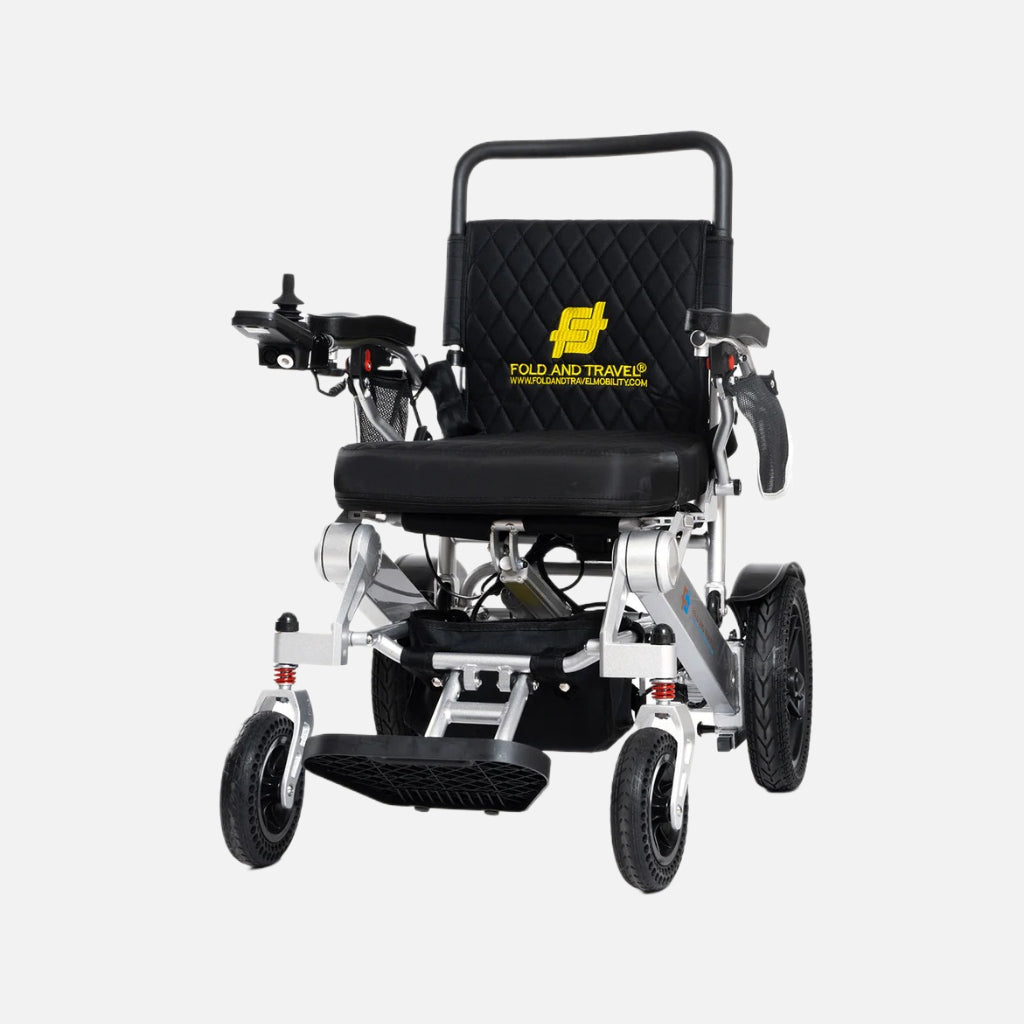 Fold and travel auto fold remote control lightweight portable top speed 5mph electric power wheelchair - silver frame