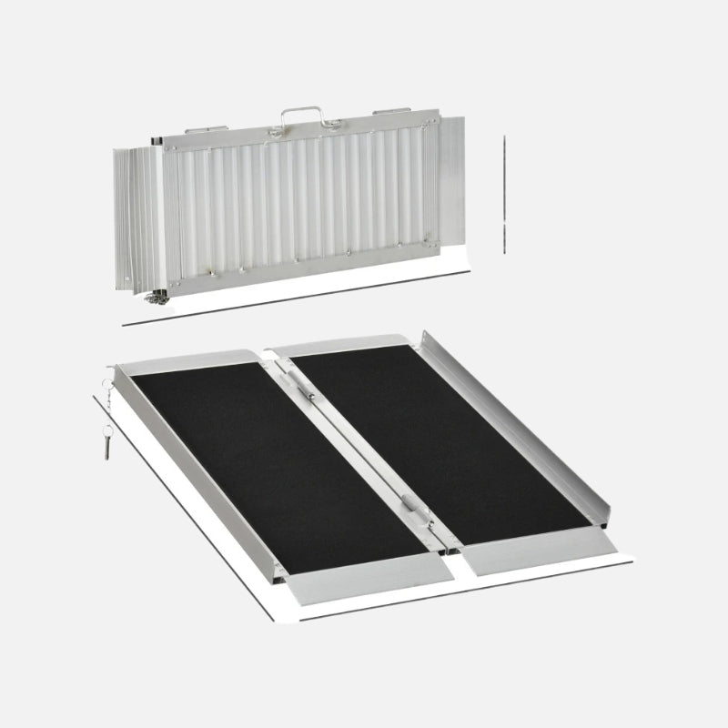Homcom 3ft Skidproof Portable Wheelchair Ramp 600lb Capacity Carpeted Foldable Aluminum