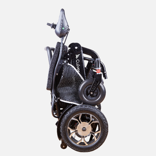 Culver Mobility Wolf Lightweight electric folding wheelchair, 330 lbs capacity, 13-mile range, 4 MPH top speed, 65 lbs weight