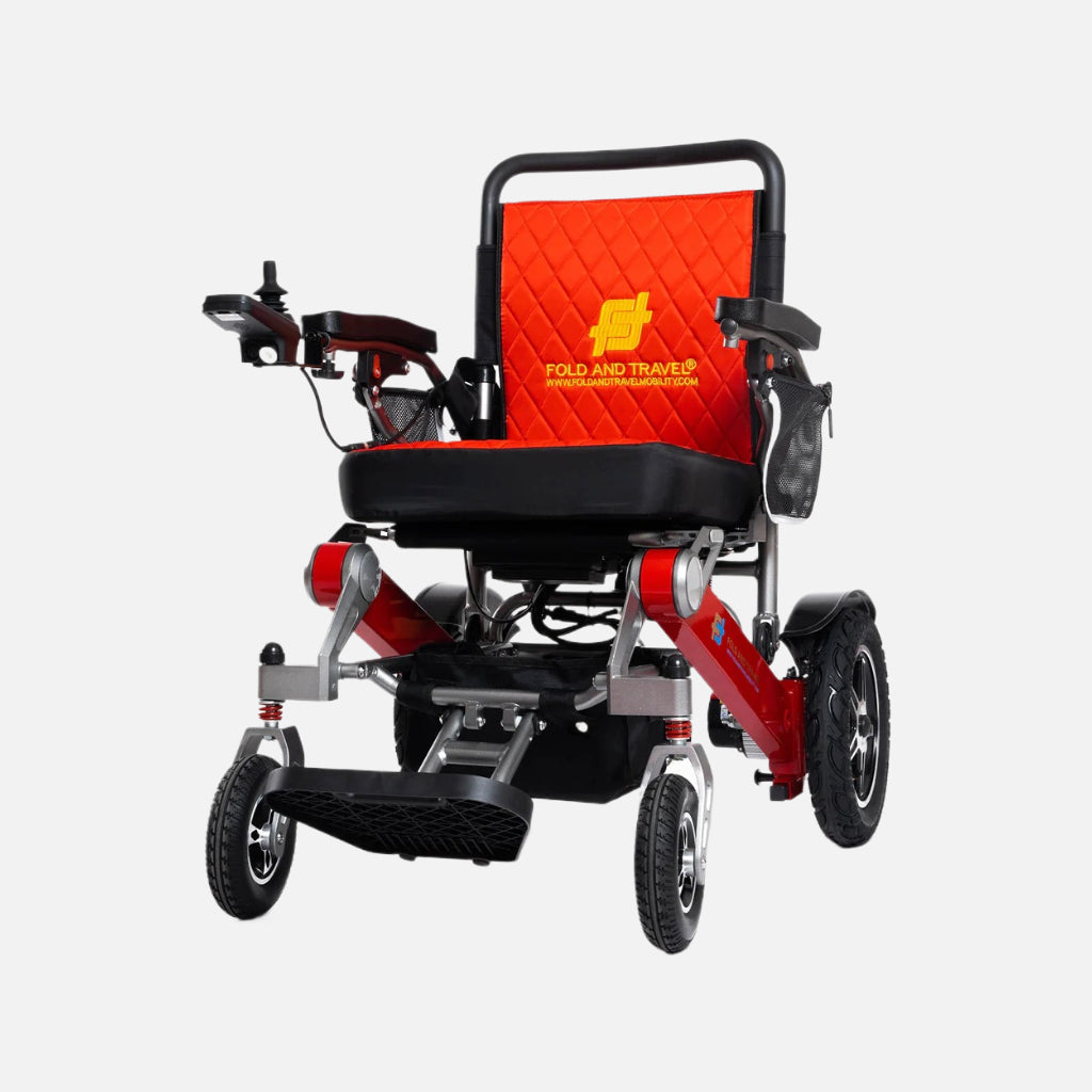 Fold and travel thrive mobility reclining electric wheelchair lightweight top speed 5mph power wheel chair red frame