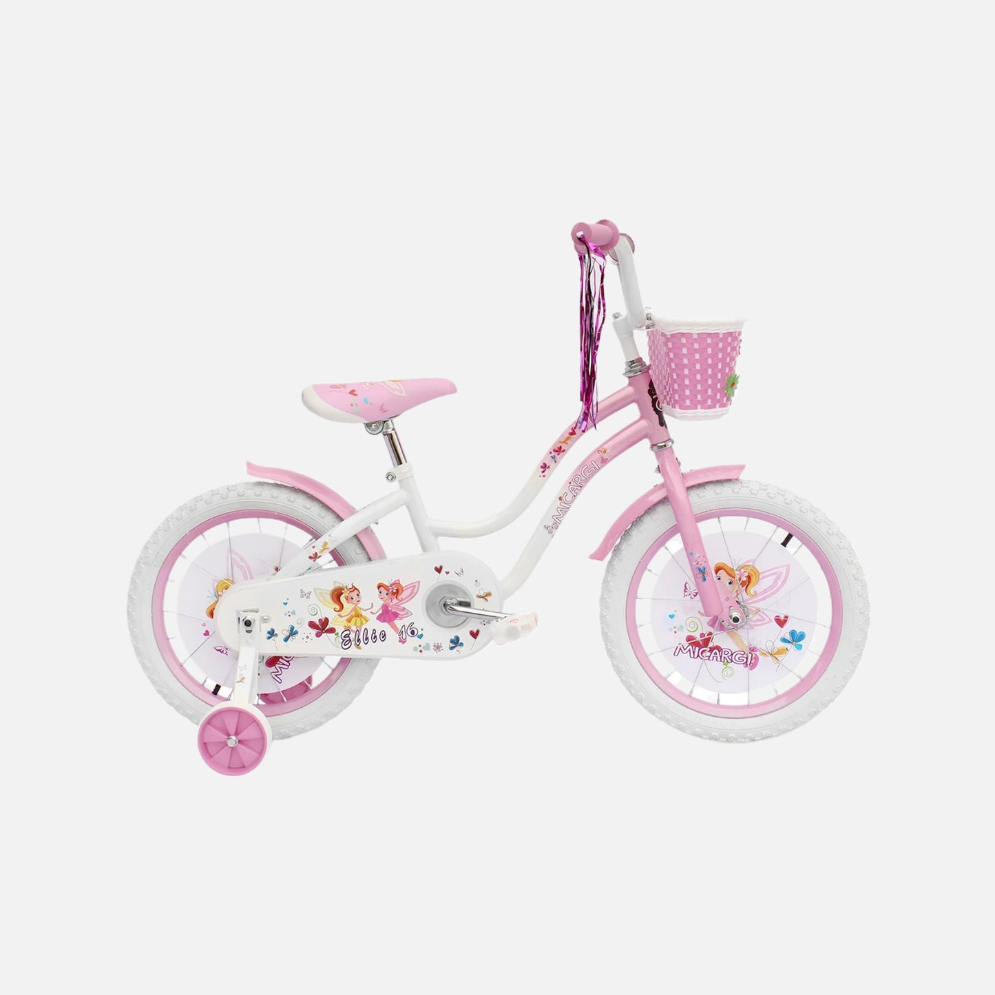 Micargi bicycles 20" ellie kids bike, 20″ cruiser hi-tensile steel frame, 20″ x 1.75″ white tires