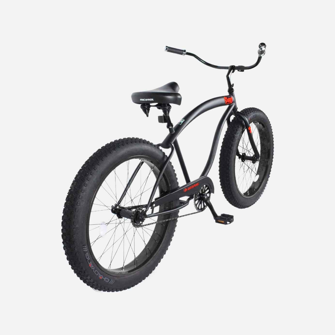 Micargi bicycles 26" slugo b beach cruiser bike, hi-ten steel black “moon” bars