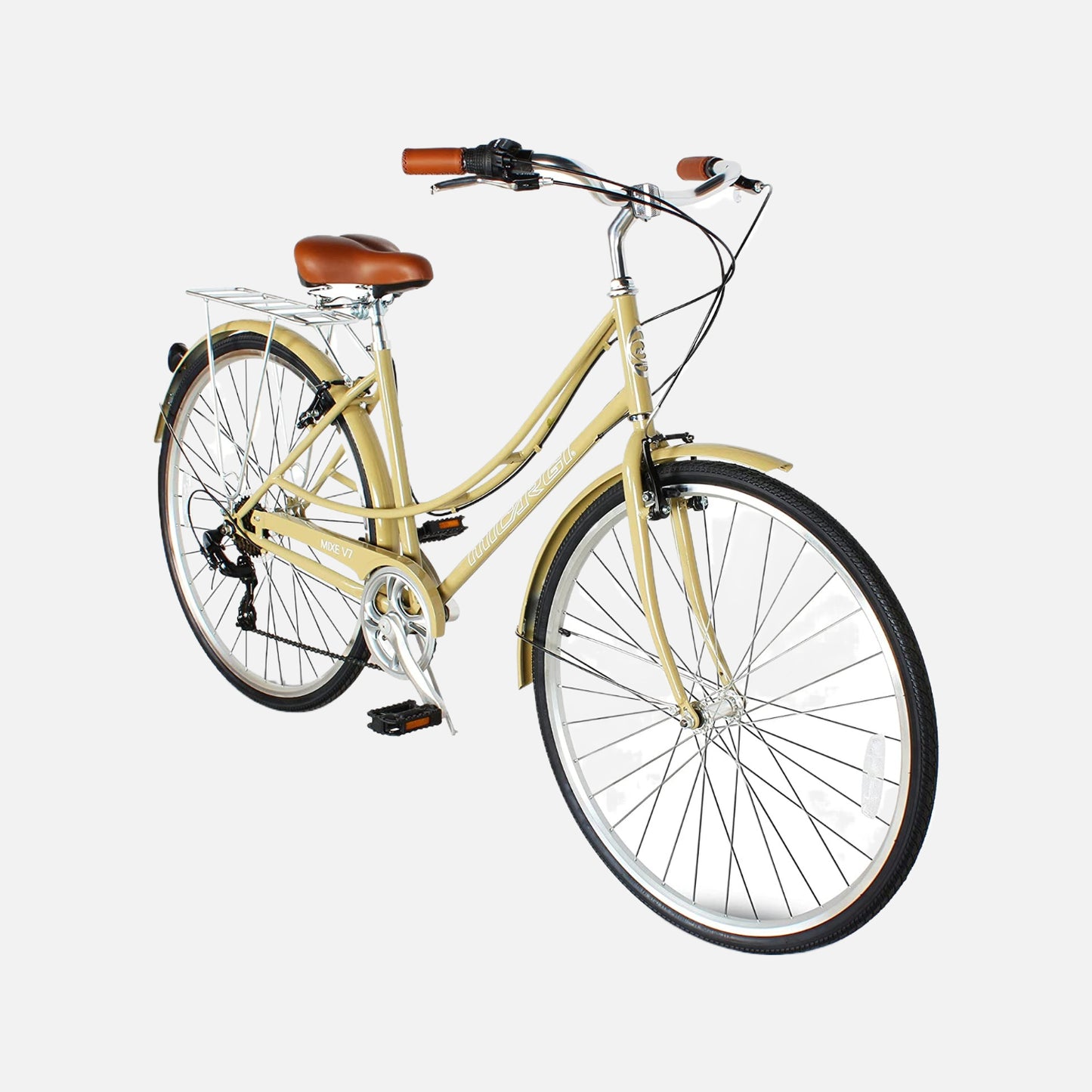 Micargi bicycles 700c mixe v7, city bike 45cm/18" hi-ten steel frame, shimano tz21-7sp v-brake