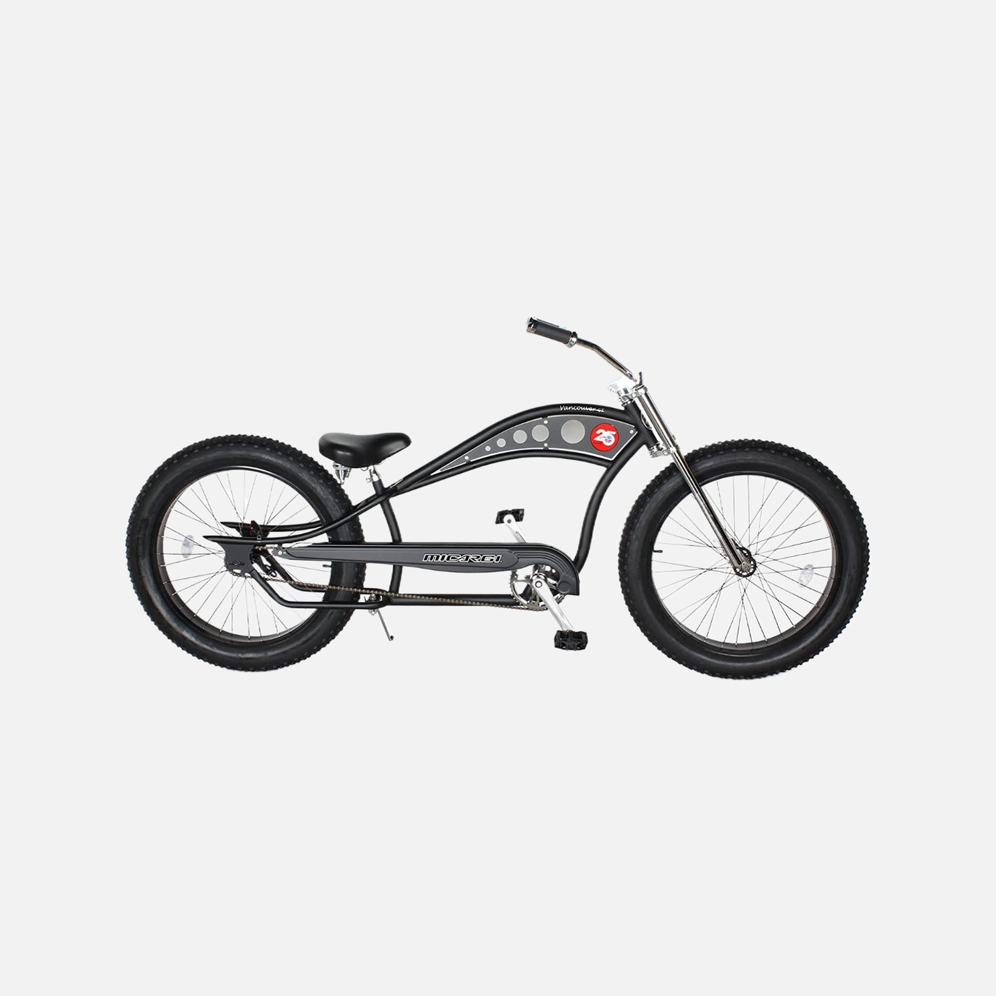 Micargi bicycles vancouver 26" chopper beach cruiser bike, tracer 26" chopper stretch hi-ten steel frame