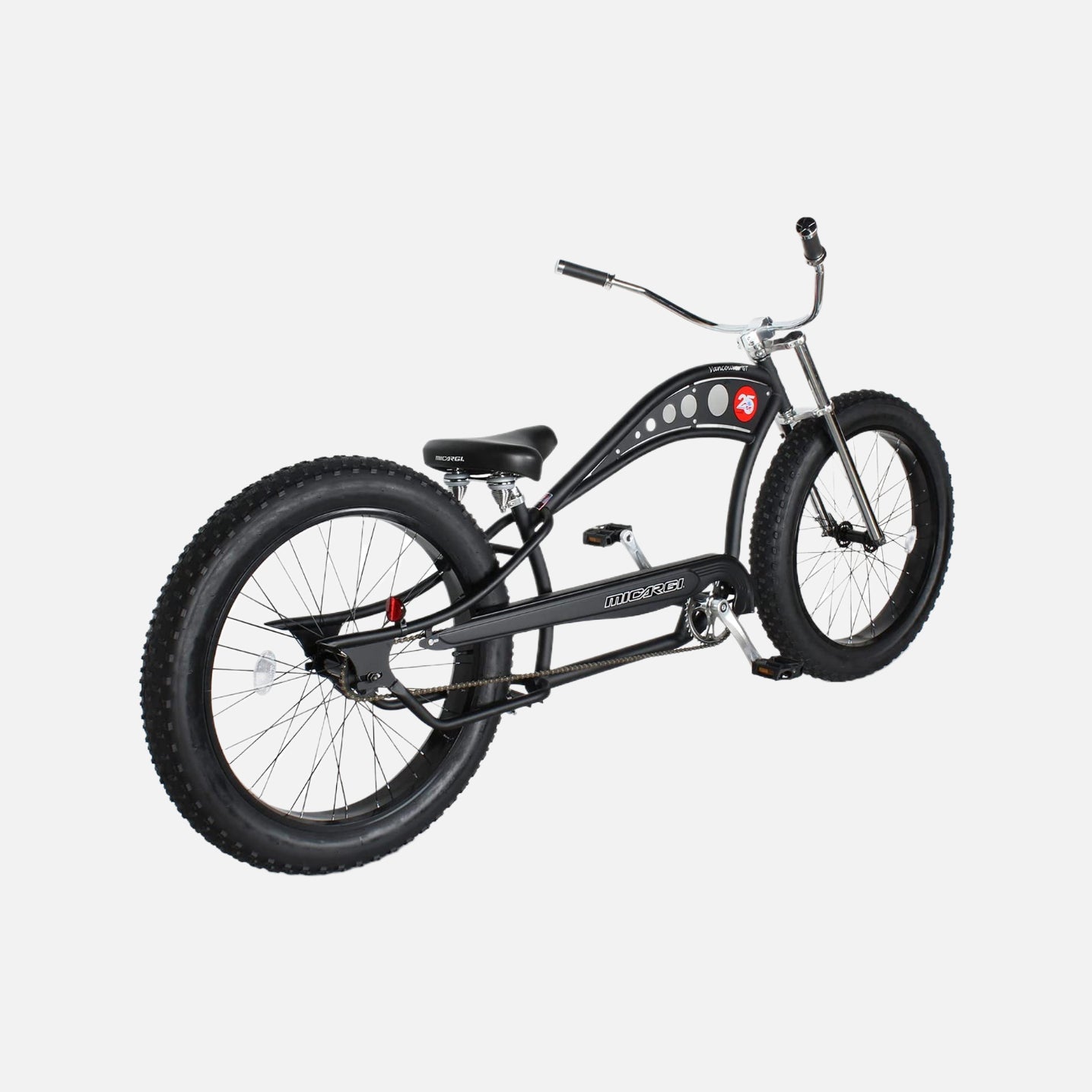 Micargi bicycles vancouver 26" chopper beach cruiser bike, tracer 26" chopper stretch hi-ten steel frame