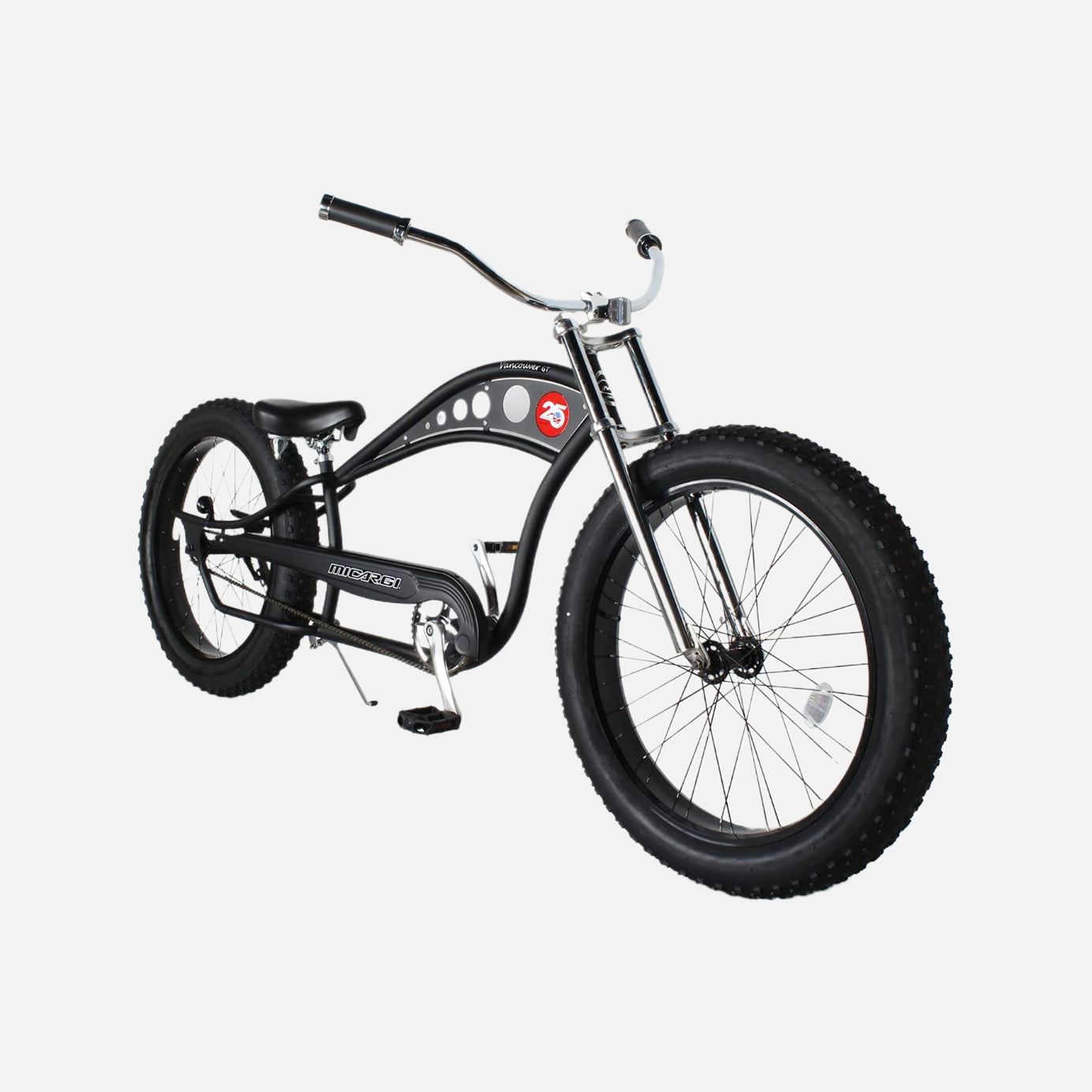 Micargi bicycles vancouver 26" chopper beach cruiser bike, tracer 26" chopper stretch hi-ten steel frame