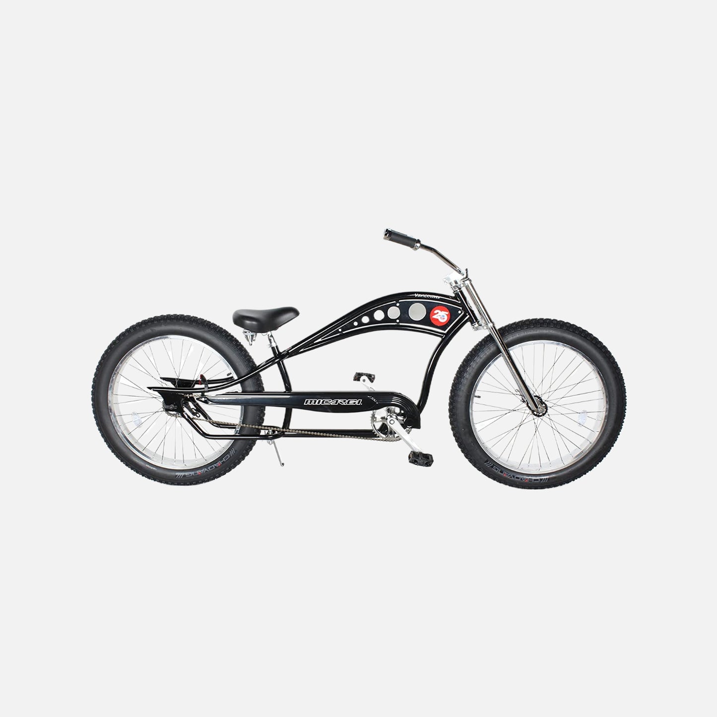 Micargi bicycles vancouver 26" chopper beach cruiser bike, tracer 26" chopper stretch hi-ten steel frame