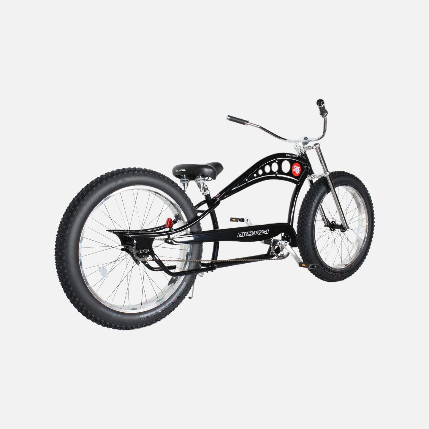 Micargi bicycles vancouver 26" chopper beach cruiser bike, tracer 26" chopper stretch hi-ten steel frame