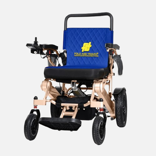 Fold and travel auto fold remote control lightweight portable electric power wheelchair top speed 5mph - gold frame