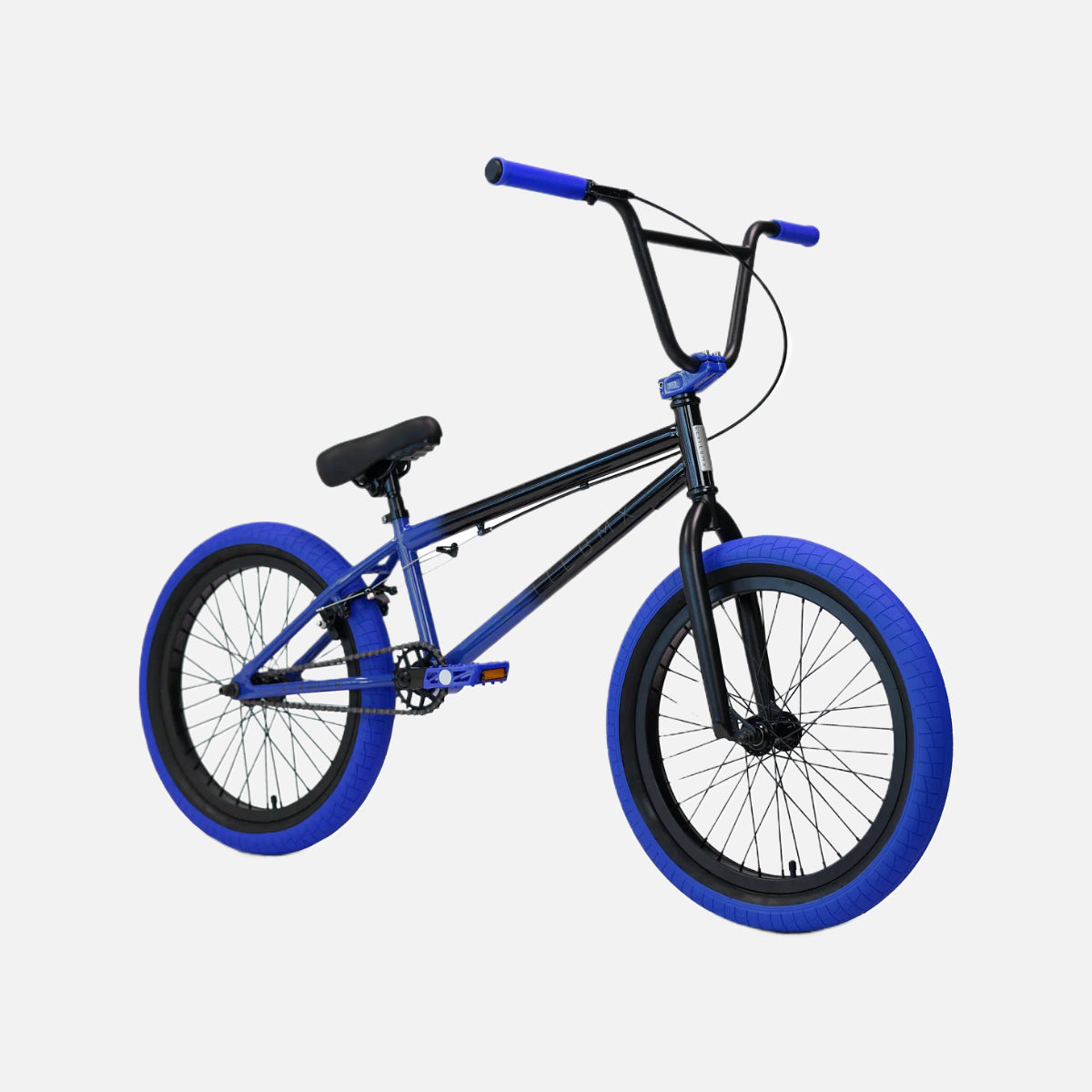 Elite BMX Stealth 20" Bike - Black Blue Two Tone, Hi-Tensile Steel, 170mm Chromoly Cranks, 25T Sprocket, 2.4" Tires, Alloy Brakes, Pegs Included