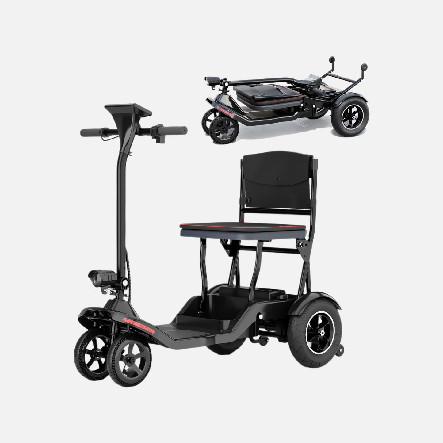 Tomofree 4 wheel foldable electric mobility bike for adults, top speed 5mph electric powered wheelchair device 265 lbs capacity