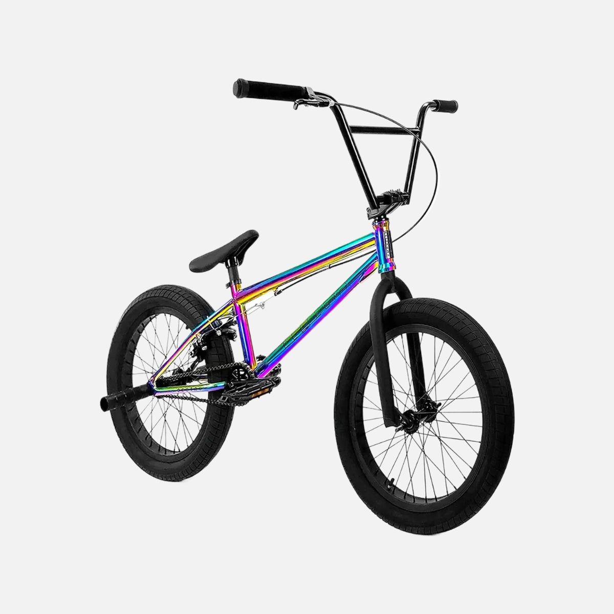 Elite BMX Destro Bike Oil Slick 20” Hi-Tensile Steel Cr-Mo Fork 3-Piece Cr-Mo Cranks Tektro Brakes 20 x 2.4” Tires