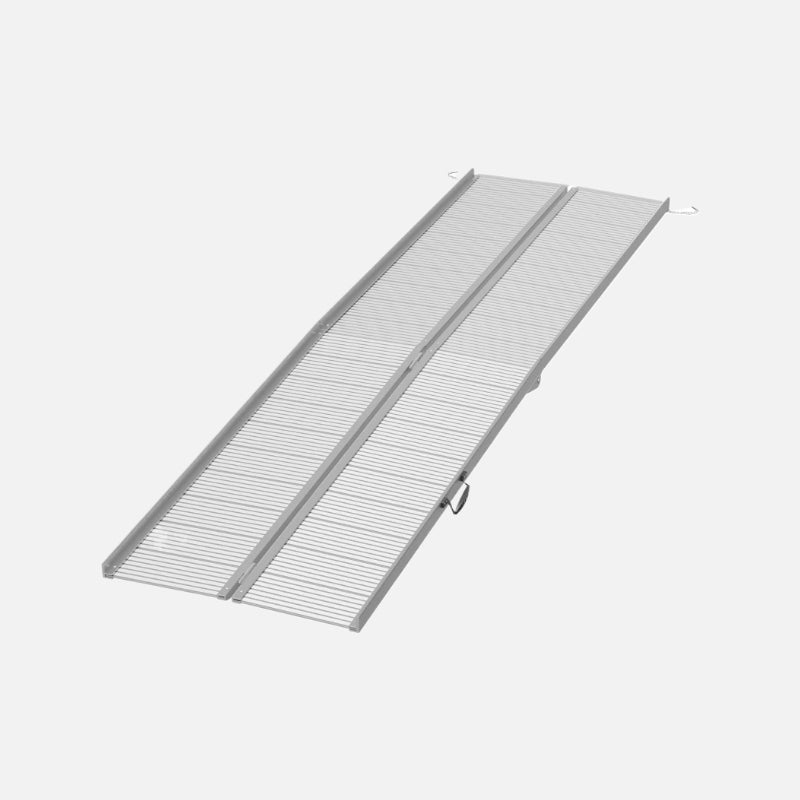 Homcom 10' Foldable Handicap Ramp Aluminum Portable Wheelchair Ramp Silver Weight Capacity 600Lb