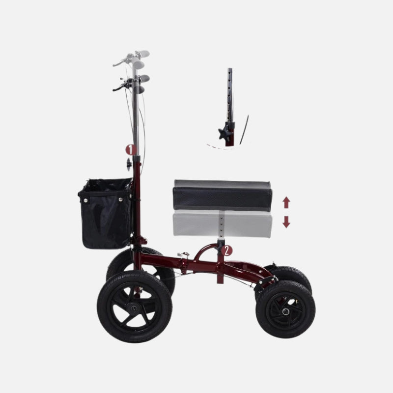 Homcom Portable Folding Knee Walker 10'' Wheels 299lb Capacity Red