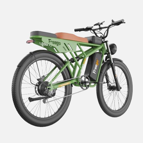 Freego F4 cargo electric mountain bike with upto 40 miles range and 28 mph top speed