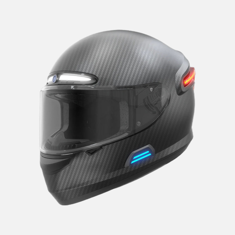 Livall mc1 pro carbon fibre motorcycle smart helmet with bluetooth intercom, smart lighting, sos alert