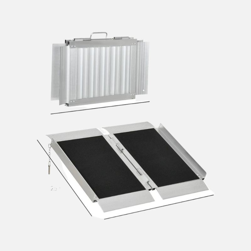 Homcom 2ft Skidproof Portable Wheelchair Ramp 600lbs Capacity Foldable Carpeted Aluminum