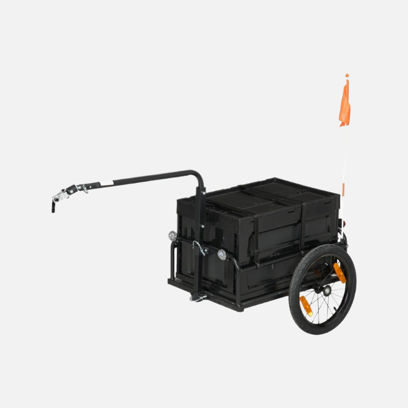 Aosom trailer for bike with removable storage box-Safe Ride-Removable and foldable plastic storage box