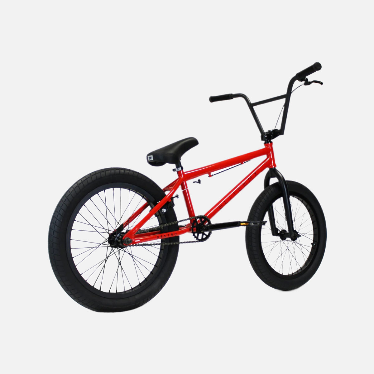 Elite BMX Destro Bike Red 20” Hi-Tensile Steel Cr-Mo Fork 3-Piece Cr-Mo Cranks Tektro Brakes 20 x 2.4” Tires