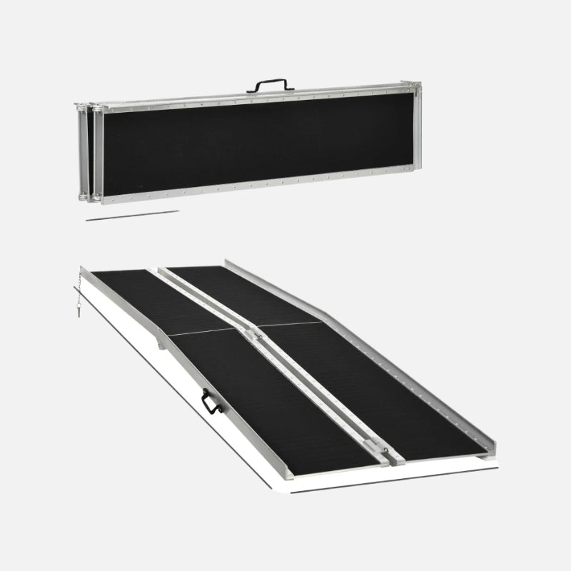 Homcom 10' Wheelchair Ramp Skidproof Portable Carpeted Foldable Handicap Weight Capacity 600Lb