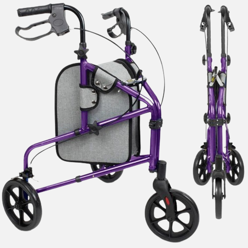 Vive 3 wheel walker rollator - lightweight foldable walking transport