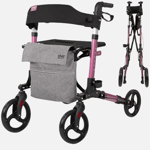 Vive walker rollator - lightweight foldable walking transport