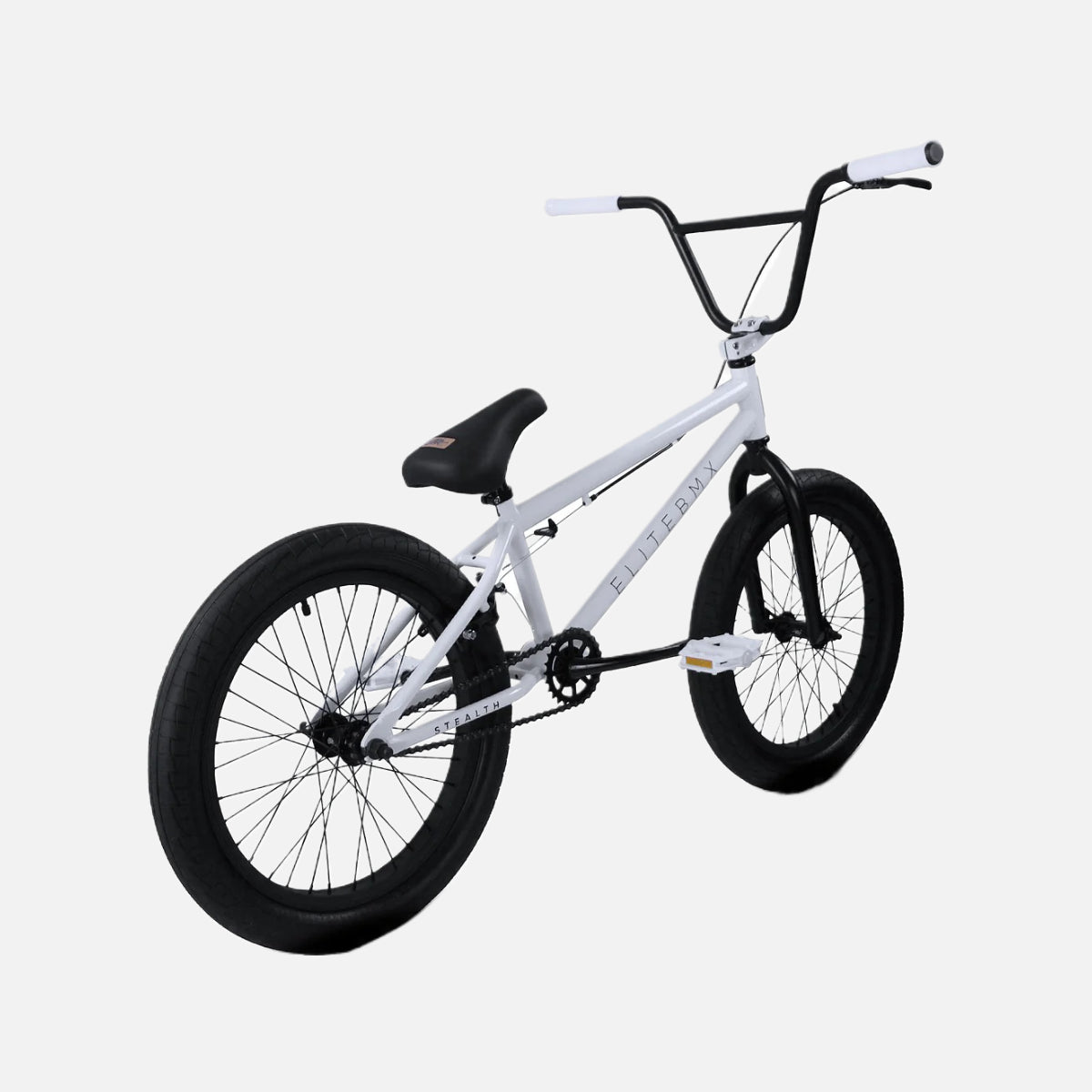 Elite BMX Stealth 20" White 2024 Bike, Hi-Tensile Steel Frame, Chromoly Cranks, 25T Sprocket