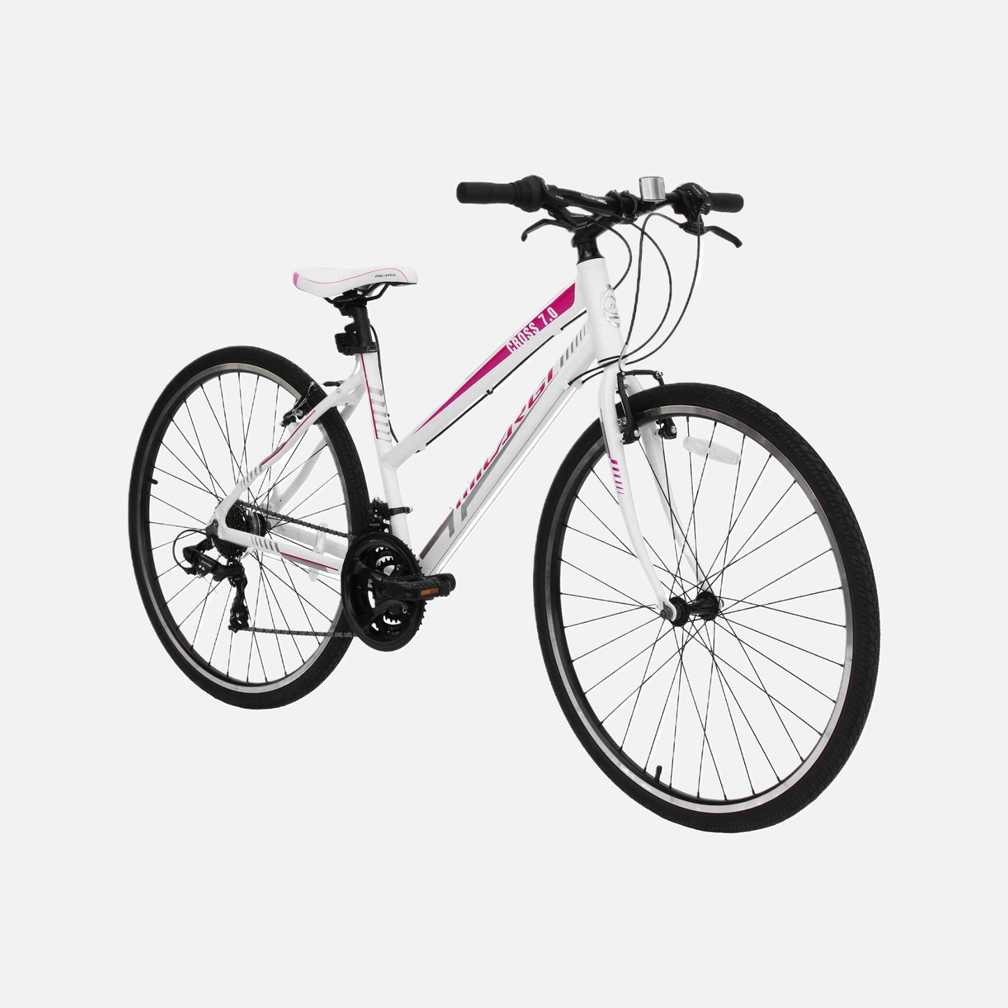Micargi cross 7.0 700c hybrid road bike alloy v-brakes, 700cx38c tires, 6061 aluminum frame