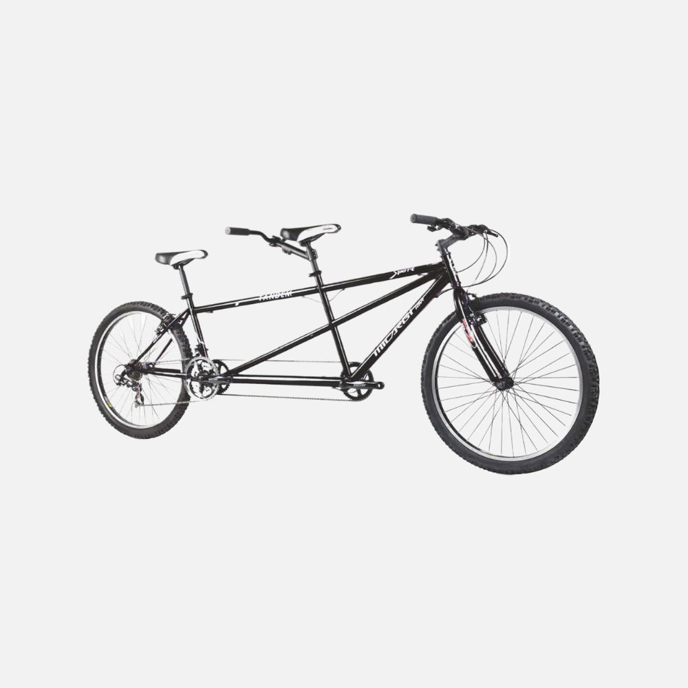 Micargi bicycles 26" sport tandem bike, 26″ tandem hi-ten steel frame, 26″ x 2.10″ black tires with machined sidewall