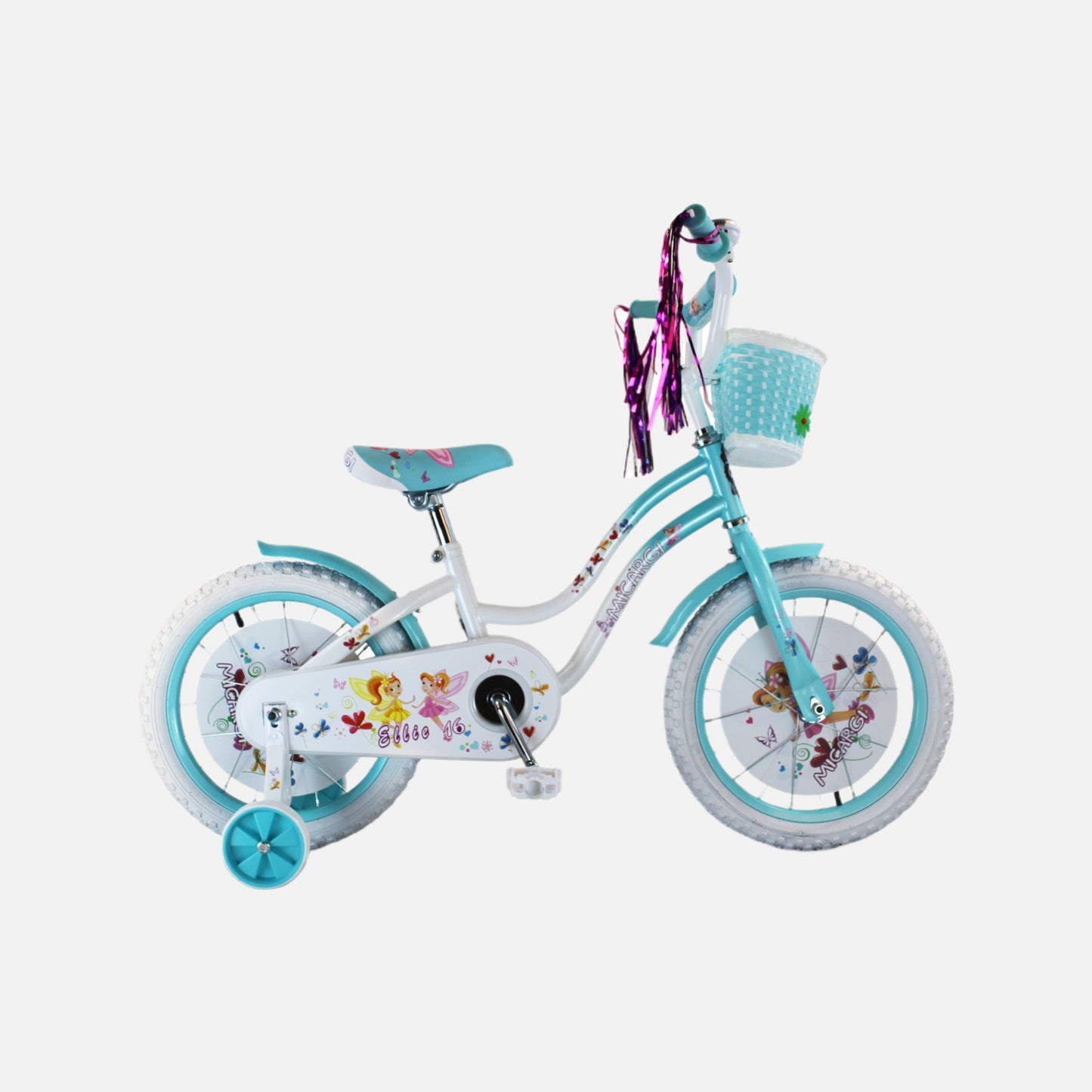 Micargi bicycles 20" ellie kids bike, 20″ cruiser hi-tensile steel frame,  20″ x 1.75″ white tires