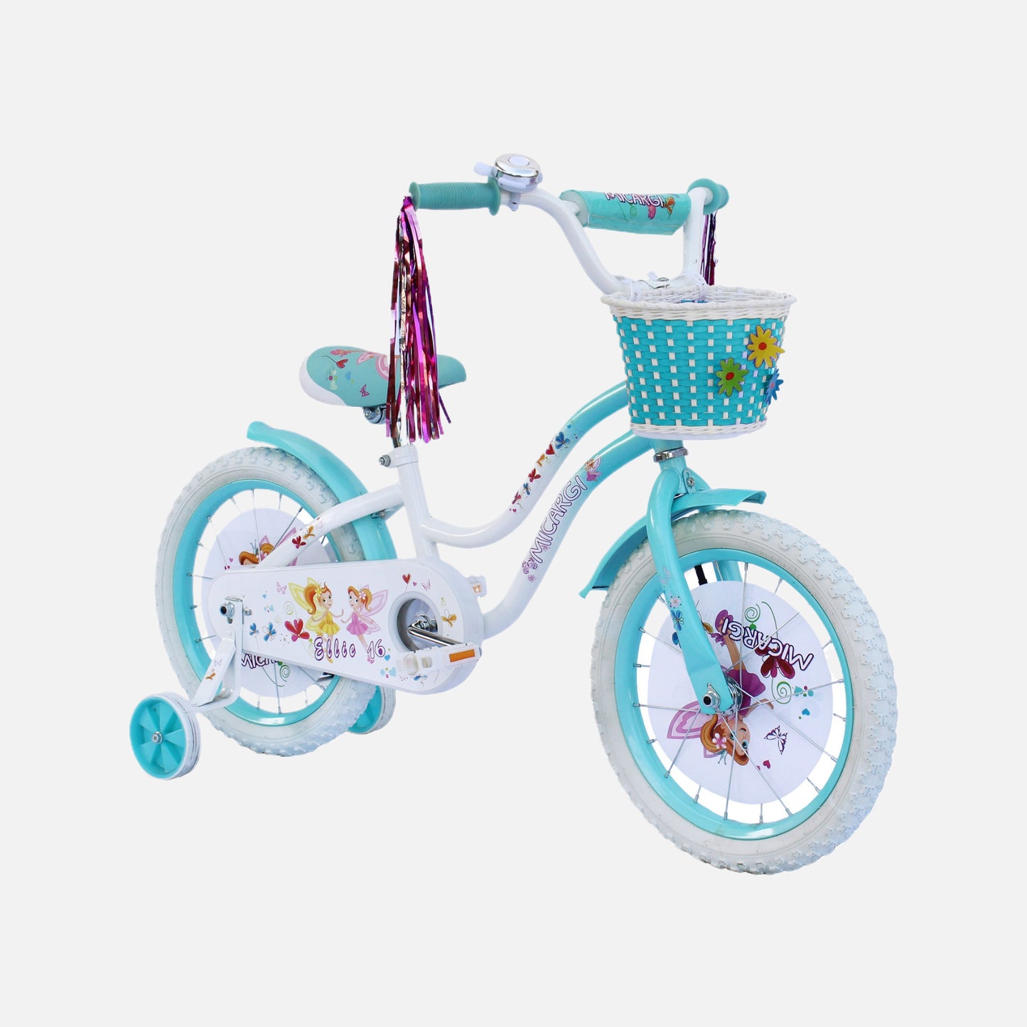 Micargi bicycles 20" ellie kids bike, 20″ cruiser hi-tensile steel frame,  20″ x 1.75″ white tires