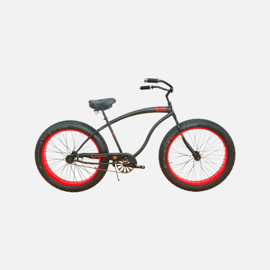 Micargi bicycles 26" slugo b beach cruiser bike, hi-ten steel black “moon” bars