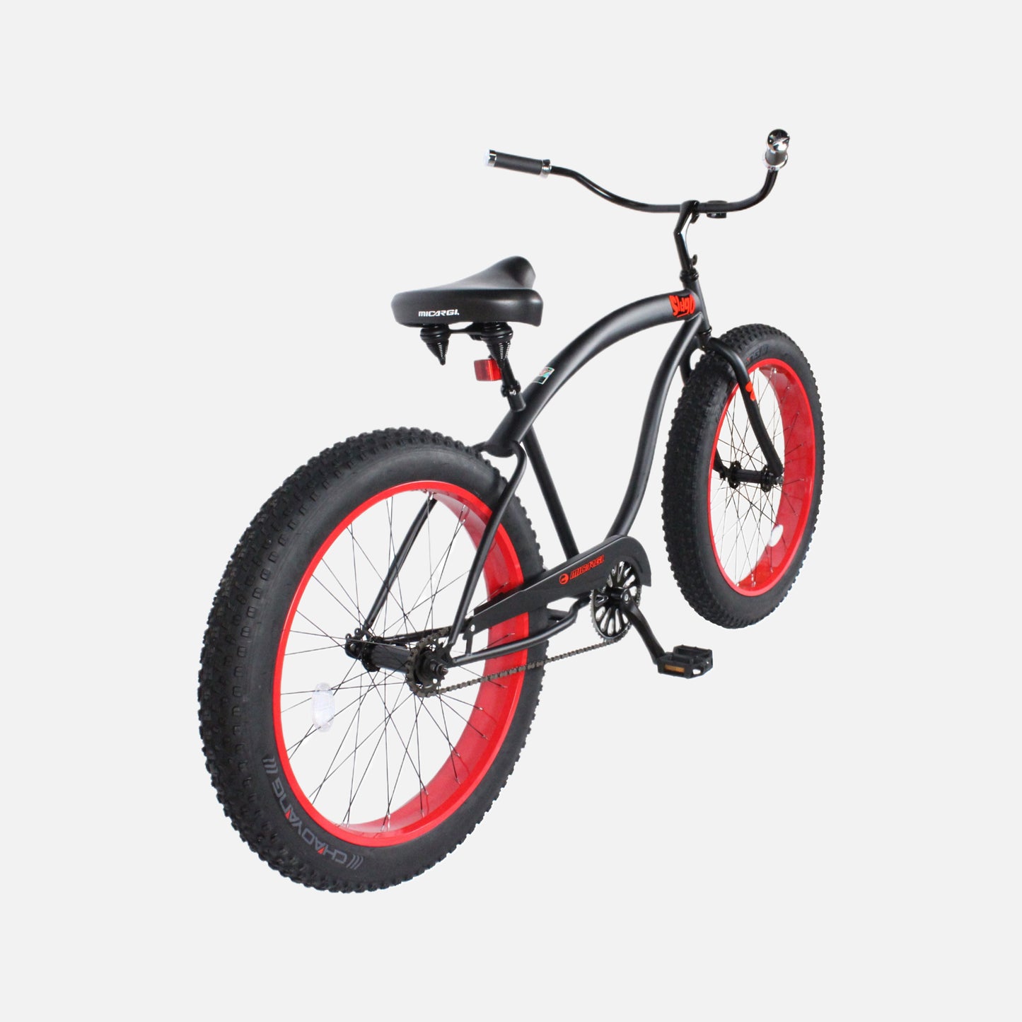 Micargi bicycles 26" slugo b beach cruiser bike, hi-ten steel black “moon” bars