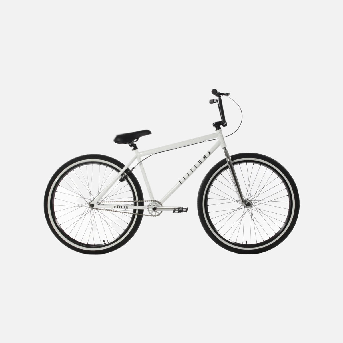Elite BMX Outlaw White Splatter 26” Cr-Mo Frame & Fork Tektro U-Brakes 3-Piece Cranks Double Wall Wheels