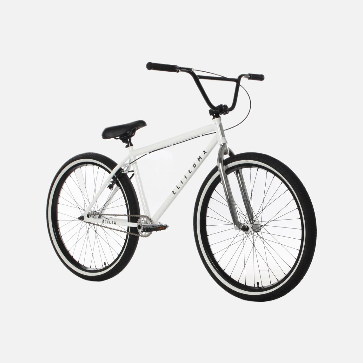 Elite BMX Outlaw White Splatter 26” Cr-Mo Frame & Fork Tektro U-Brakes 3-Piece Cranks Double Wall Wheels